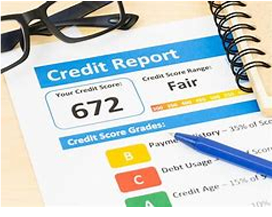 Image of a Credit Report showing fair credit with a score of 672